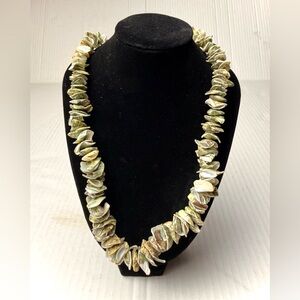 Vintage Mother of‎ Pearl Abalone Seashells Shell Choker Necklace Chips Chunky